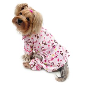 Girly Monkey Flannel Pajamas with 2 Pockets - XS